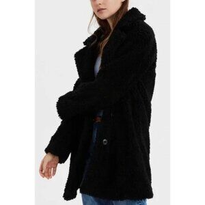 Women's American Eagle Black Teddy Bear Fleece Coat Size Large